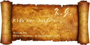 Kléber Jolán névjegykártya